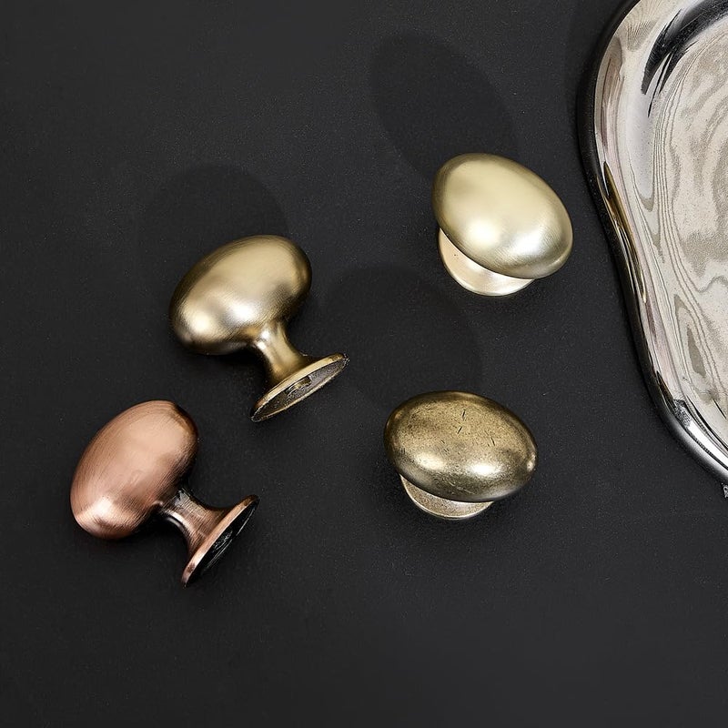 HARPOON Cabinet Hardware Knobs Round Furniture Mushroom Knob - 1.4 Inch 10 Pack Brushed Gold - Image 5